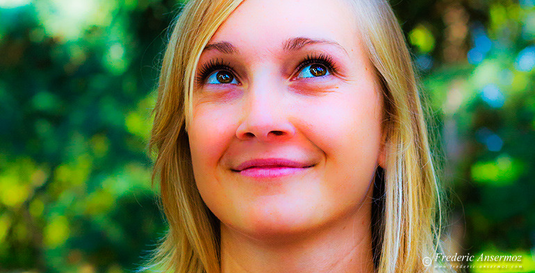 Blond girl smilling portrait